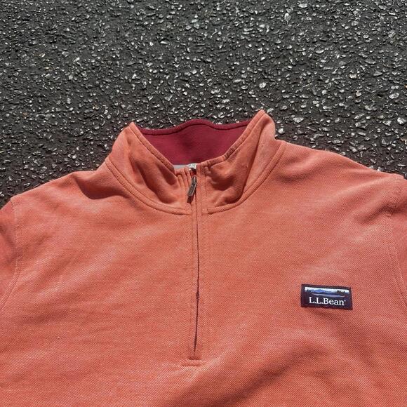 LL Bean Pullover Mens Size Extra Large Tall Red Quarter‎ Zip Ribbed Heavy Cotton - Picture 1 of 3